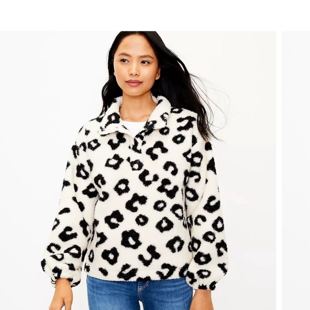 LOFT Women’s Fleece Sherpa pullover medium NWT - Picture 5 of 10